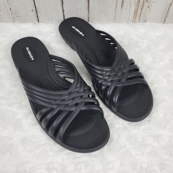Okabashi Venice Rubber Sandals Black Size ML 8-9 - Picture 1 of 8